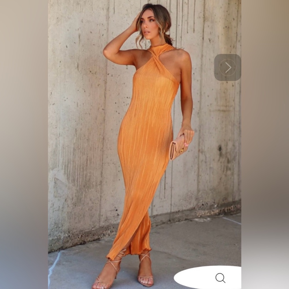 VICI Orange Front Twist Maxi dress